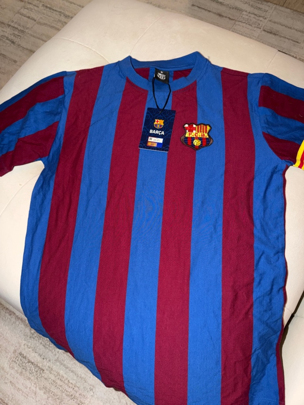 FC Barcelona Short Sleeve Striped Tee - Blue & Maroon